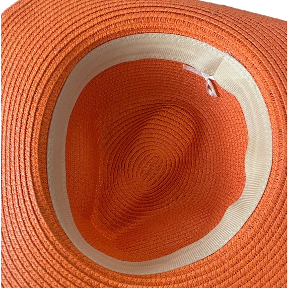 Orange wide brim,summer, beach,Summer, Panama, hat,New,OS - Picture 4 of 5